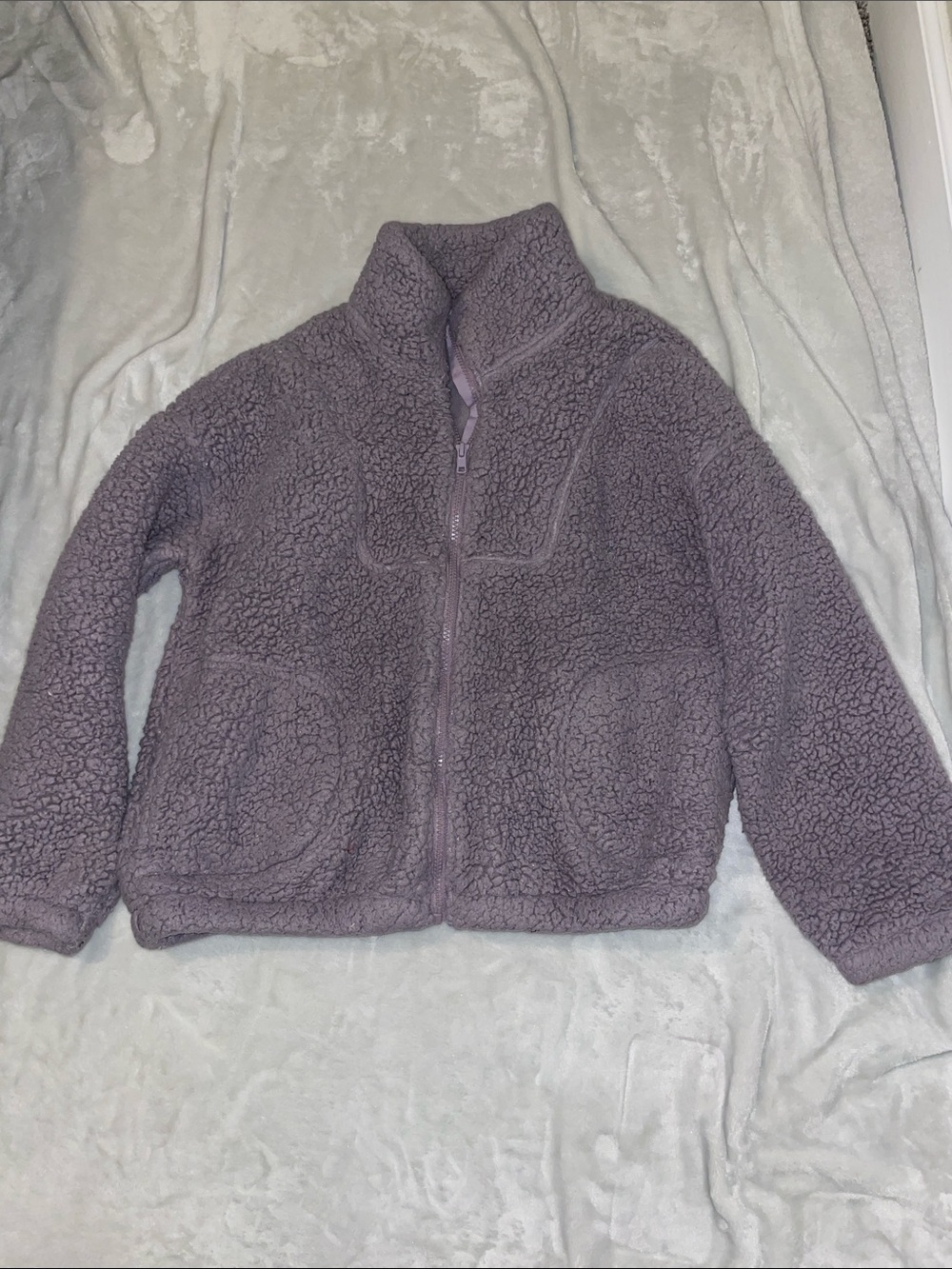 Kids Plush Full-Zip Hoodie in Dusty Purple